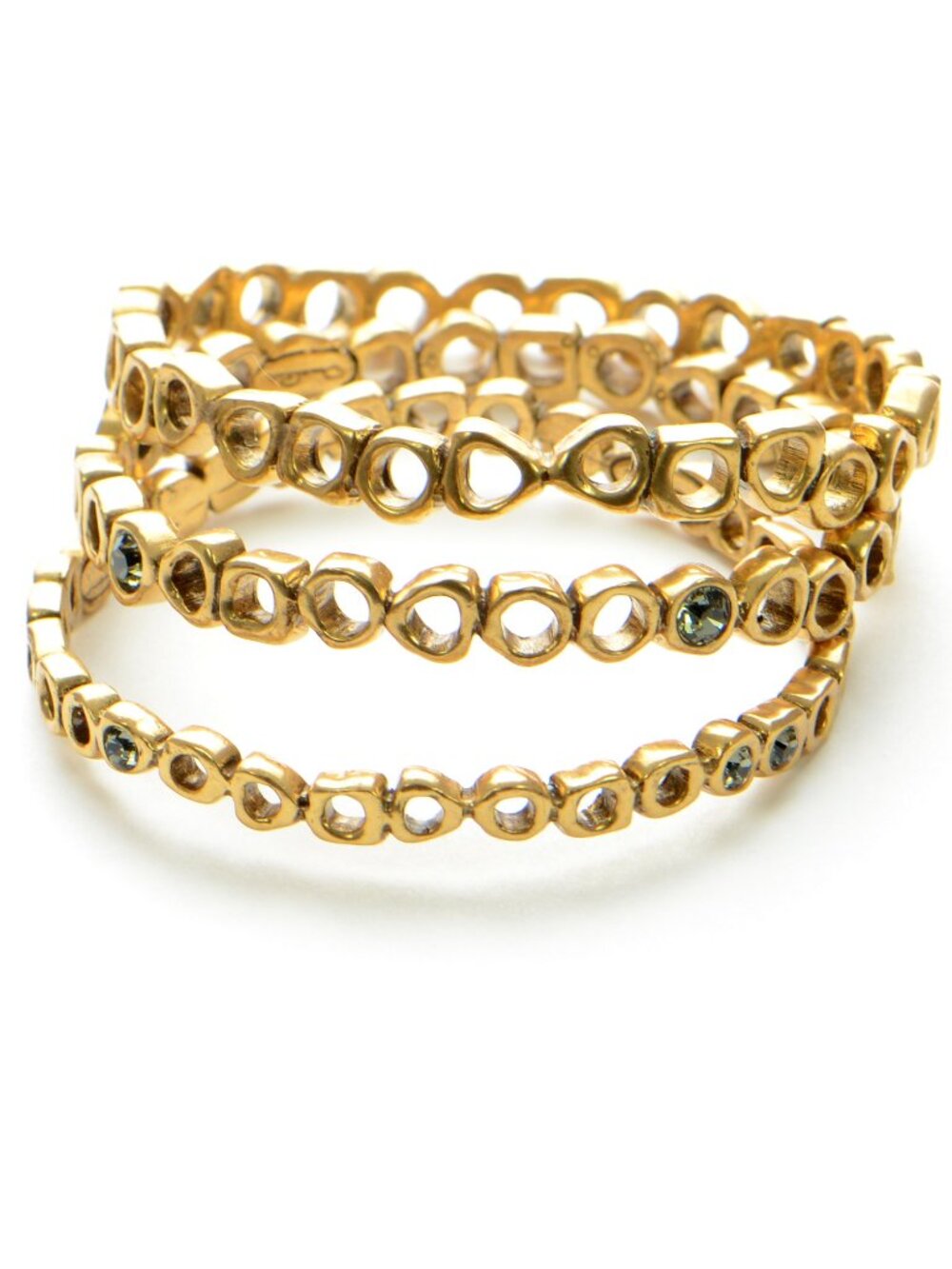Oscar de la Renta Set of 3 Crystal Bangle Bracelets